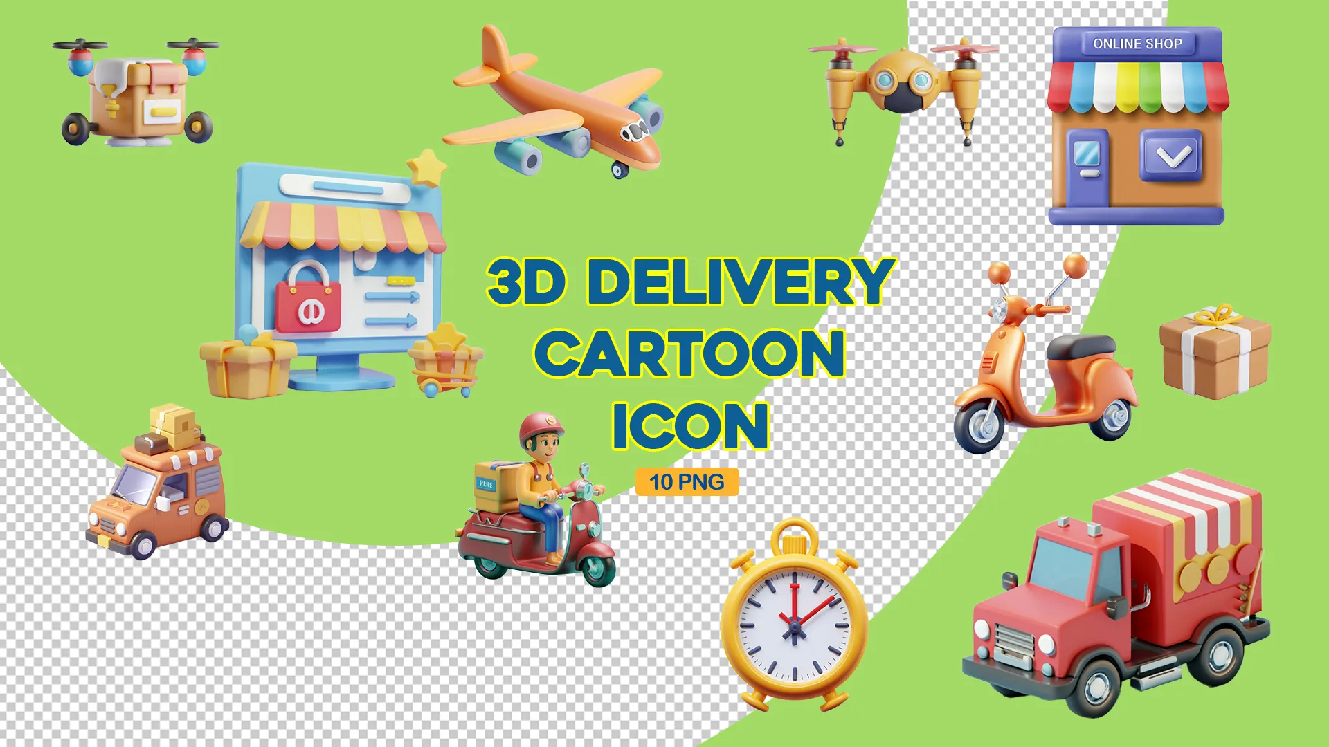 Unique 3D E-commerce and Delivery Icons Pack